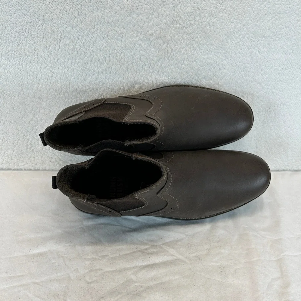 Mens‎ Dark Brown Chelsea Ankle Boots Wingtip Brogue Detail Lug Sole Size 13 New